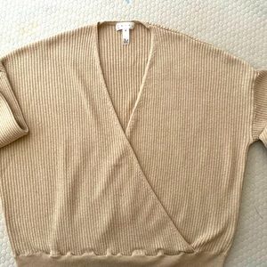 Faux wrap beige sweater